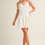 Textured V-Neck Flounced Mini Dress