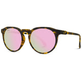 Cameron - Round Retro Flat Top Mirrored Unisex Sunglasses | Tortoise  and Pink