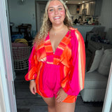 Ombre Effect Smocked Balloon Romper