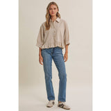 Emily Ruffle Hem Button Down Shirt
