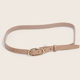 Long Oval Buckle Leather Belt