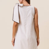 Tie shoulder sleeveless mini shift dress: Navy