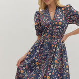 Jasmine Navy Print Dress
