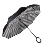 Inverted Gingham Checkered Umbrella: Red