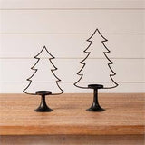 Metal Christmas Tree Silhouette Candle Holders