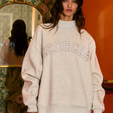 'GEORGIA' Embroidered Mock Neck Sweatshirt