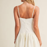 Textured V-Neck Flounced Mini Dress