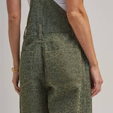 Vintage Leopard Overall Jumpsuit with Barrel Leg | Vintage Olive