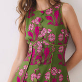 Floral Print Decorative Button Front Mini Dress