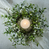 Tea Leaf w/ White Flowers Candle Ring | 14"