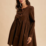 Bow Tie Corduroy Mini Dress