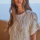 Knit Sweater Crochet Round Neck Short Sleeve Top
