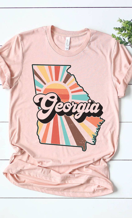 Georgia Retro State Graphic Tee | Heather Peach