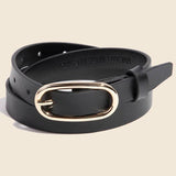 Long Oval Buckle Leather Belt