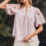 Solid Poplin Top | Lt Lilac