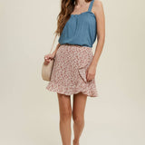 Square Neck Cami with Ruffle Detail