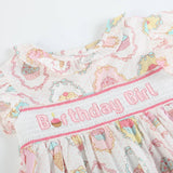 Pink and White Birthday Girl Smocked Dress