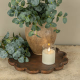 Dark Scalloped Wood Tray