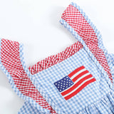 Blue Gingham American Flag Ruffle Dress