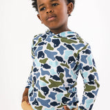 Boys Fish Camo Catch Performance Hooded Shirt: Multi-Color