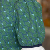 Riley Stripe Band Detailed Bow Printed Blouse