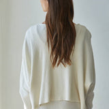 Knit Sweater Ribbed Round Neck Long Sleeve Top