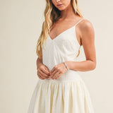 Textured V-Neck Flounced Mini Dress