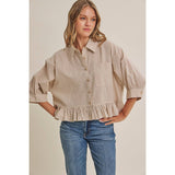 Emily Ruffle Hem Button Down Shirt