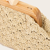 Straw Braided Wooden Frame Clutch Bag: Multiple Colors
