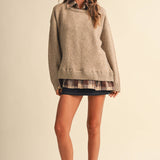 Long Sleeve Plaid Button Down Inner Layer Sweater