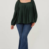 Square Neck Box Pleat Detail Top