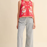 Lucy Floral Embroidery Scalloped Tank