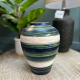 Blue Striped Ceramic Vase