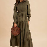 Smocked Swiss Dot Maxi Dress