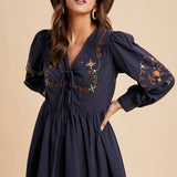 Embroidered Cotton Mini Dress