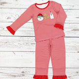 Santa's Milk & Cookies Appliqué Girls Pajamas