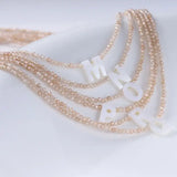 Beaded Initial Letter Shell Pendant Necklace Jewelry