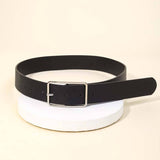 Rectangle Cutout Buckle Vegan Leather Belt: Multiple Colors