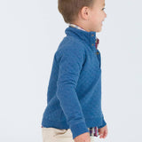 Boys Heather Indigo Quilted Quarter Snap Sweatshirt