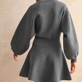 Ballon Sleeve Sweater Dress