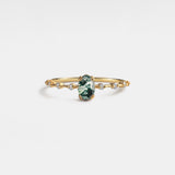 Oval Cut Moss Agate Stacking Ring: Gold / 7 US