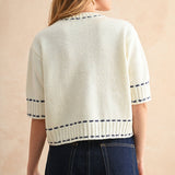 Stitch Effect Detail Short Sleeve Top