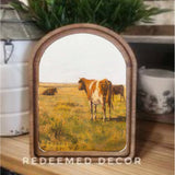 Arch Top Vintage Cows Framed Art
