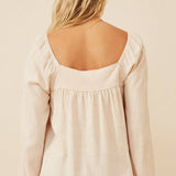 Square Neck Box Pleat Detail Top