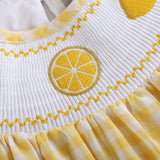 Yellow Gingham Lemon Smocked Flutter Romper
