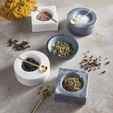 Gray Square Marble Pinch Pot with Spoon