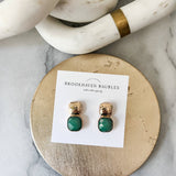 Hammered Gold and emerald green earrings