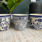 Blue Floral Print Assorted Pots