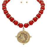 Bulldog Head Beaded Necklace