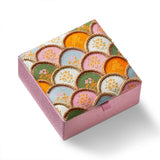 Scallop Embroidered Square Jewelry Ring Box Multi Velvet